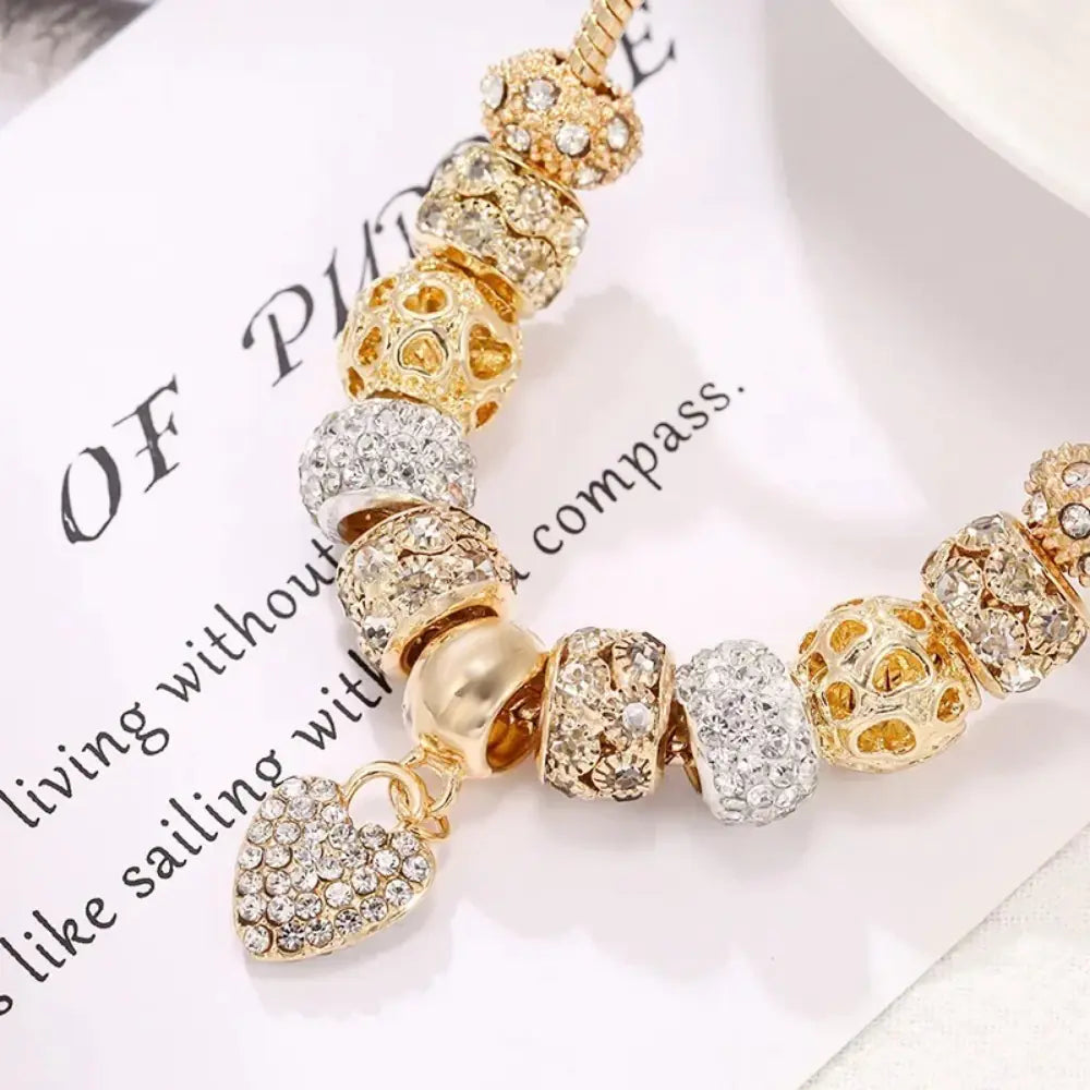 Elegant Gold Heart Charm Bracelet