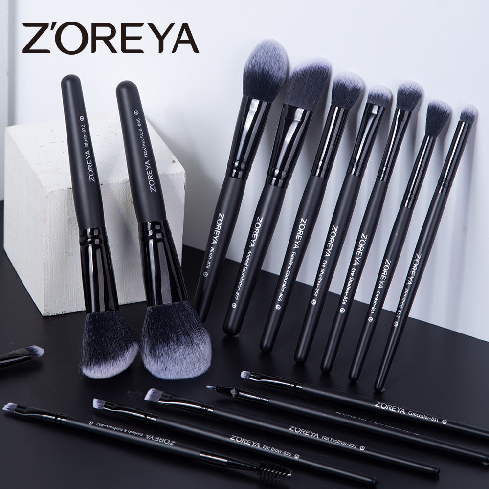 15-Piece Makeup Brush Set Sleek handle set
