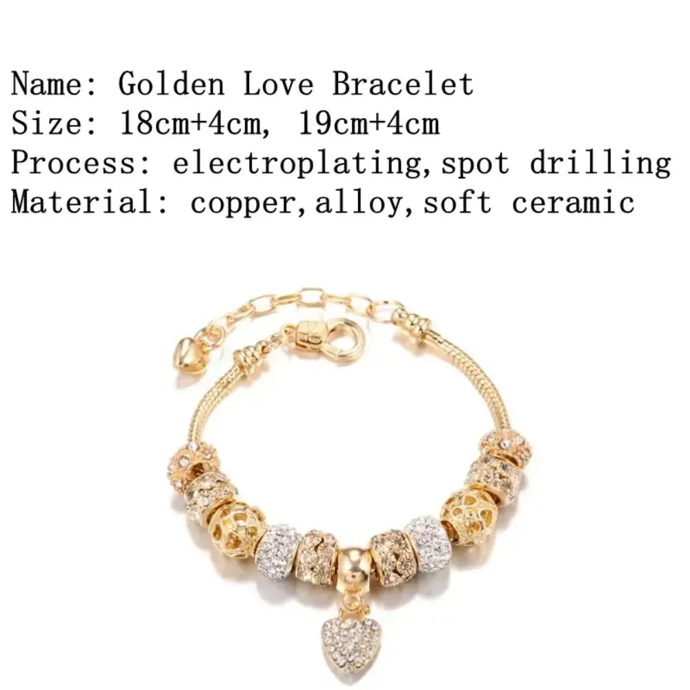 Elegant Gold Heart Charm Bracelet