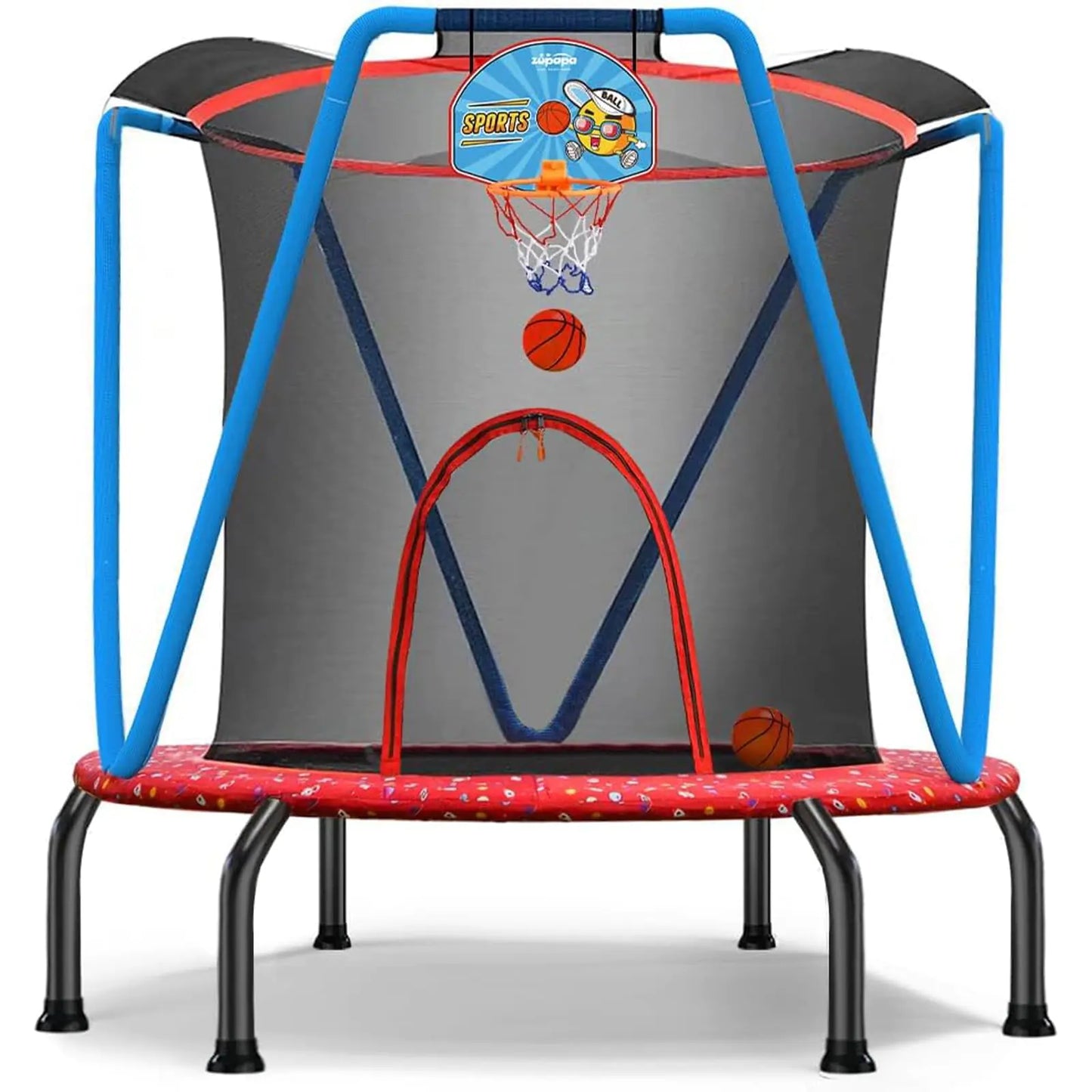 Zupapa No-Gap Design Trampoline for Kids Toddler Indoor Outdoor Small Trampolines for Baby with net Basketball Hoop for Age 2-5 54 66