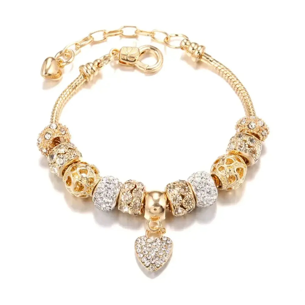 Elegant Gold Heart Charm Bracelet