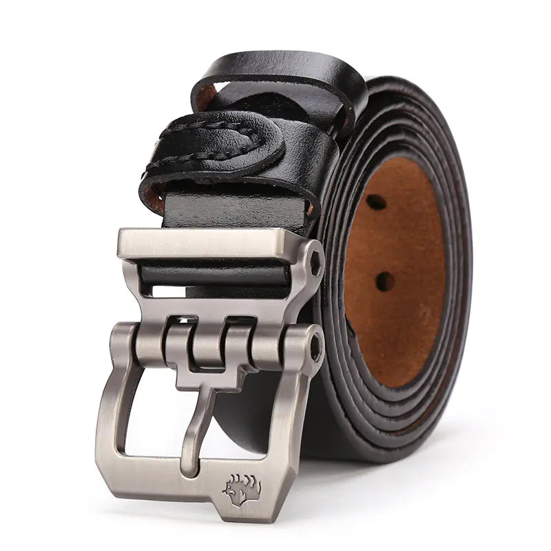 Men's Real Leather Casual Belt with Business Buckle