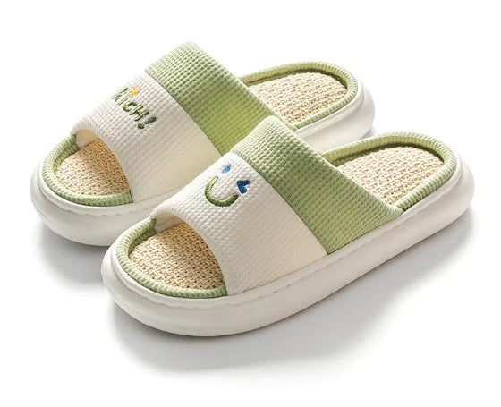 Couples Thick Bottom Cotton Linen Slippers for All Seasons