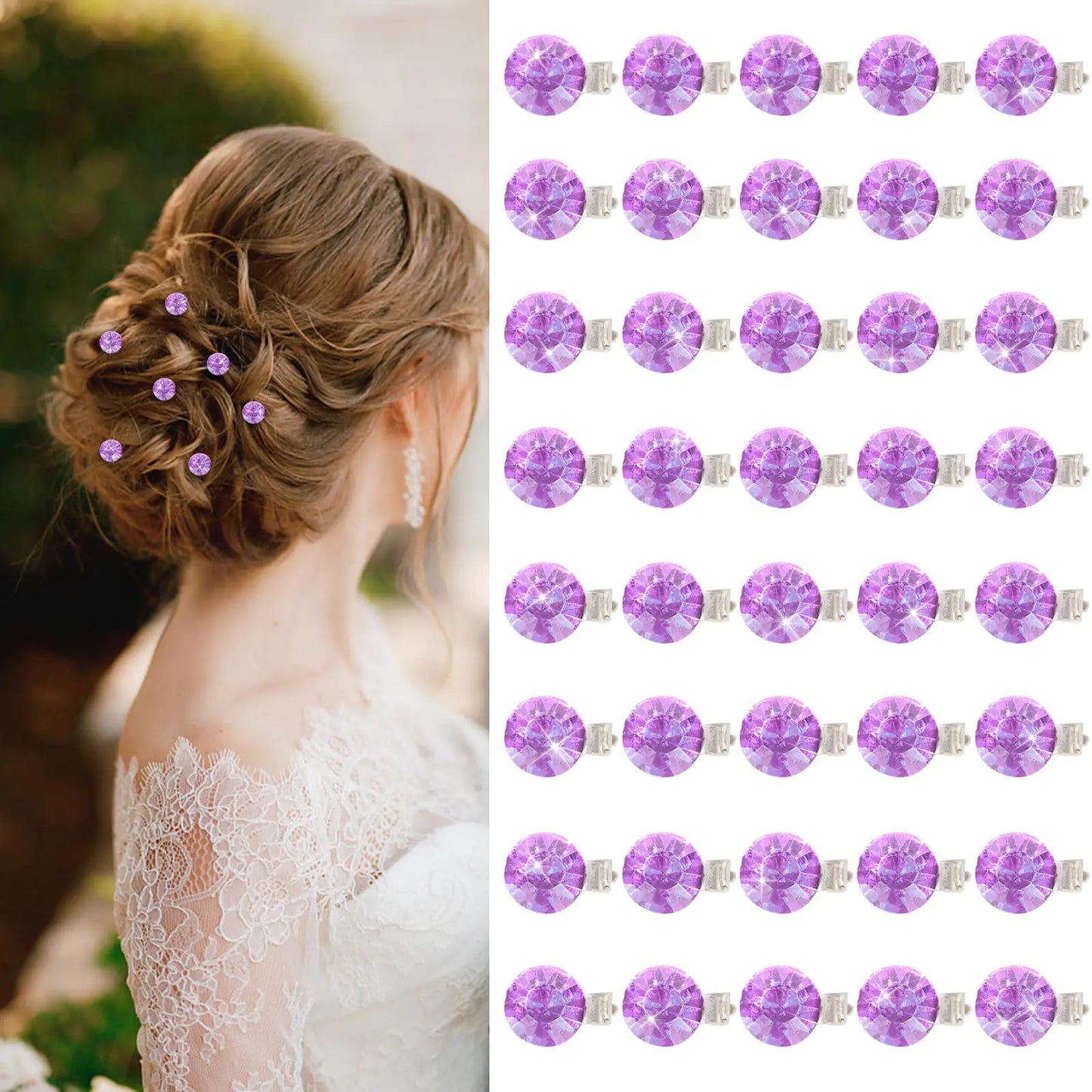 Hair Clip 40Pcs Mini Rhinestone Hair Clips Sparkly Crystal Hair Pins Small Decorative Hair Clips Wedding Hair Barrettes Purple Hair Accessories for Girls Women