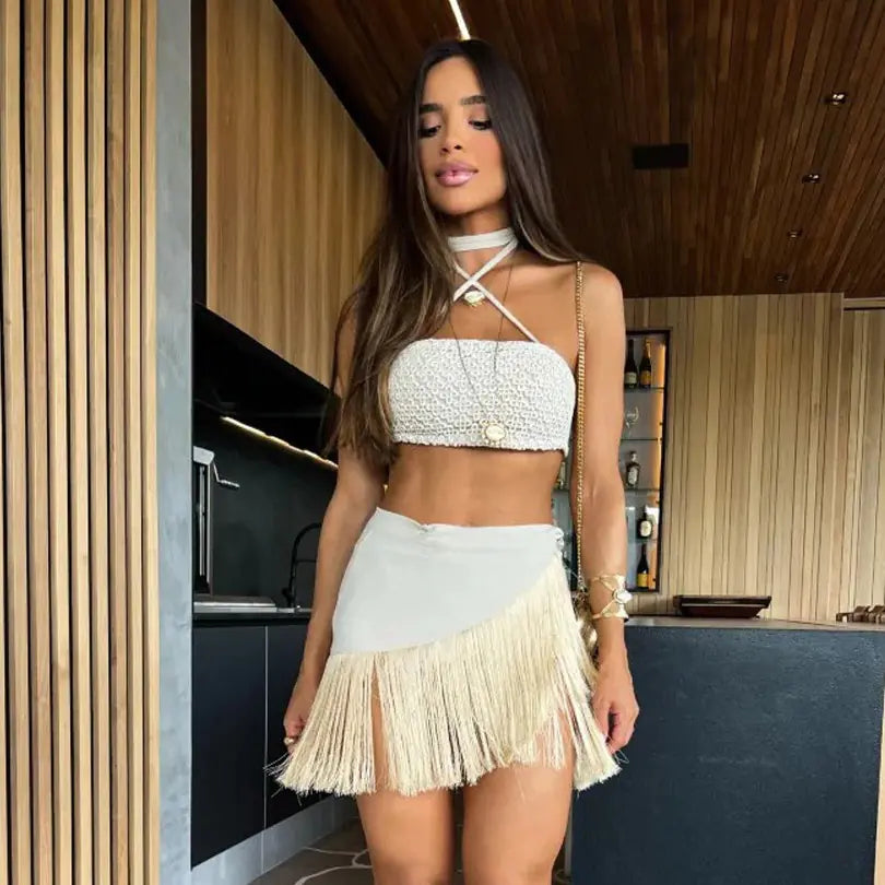2025 Women's Solid Color Two-Piece Vacation Set