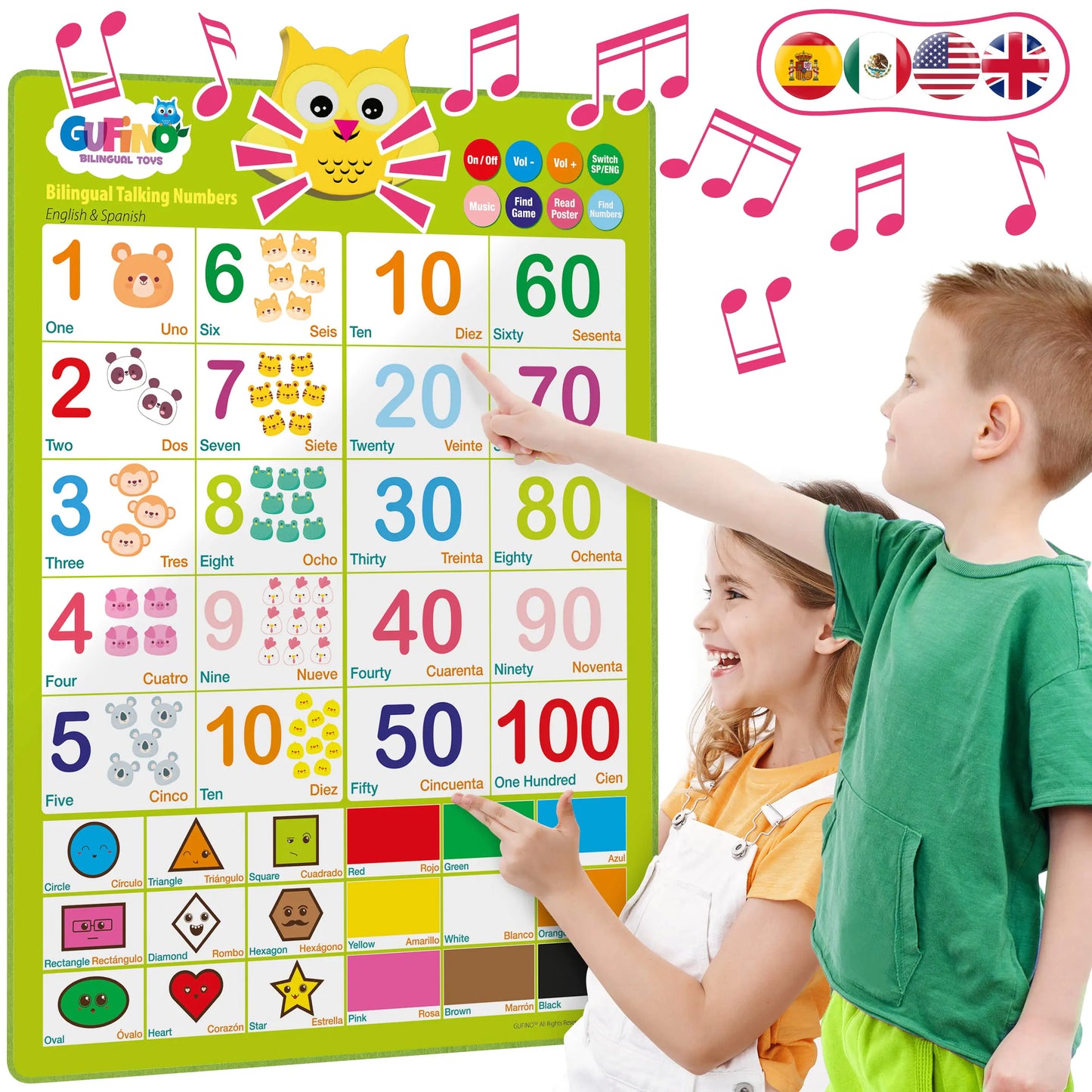 Bilingual Toddler Interactive Toys - English & Spanish ABC Learning for Toddlers. Numbers for Toddlers Colors Songs! Educational Toys for 3 Year Old Kids. Best Learning & Education Toys by GUFINO