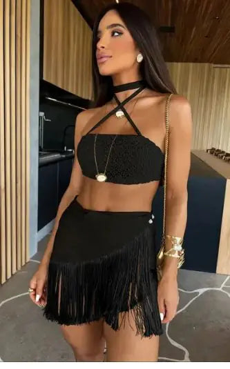 2025 Women's Solid Color Two-Piece Vacation Set