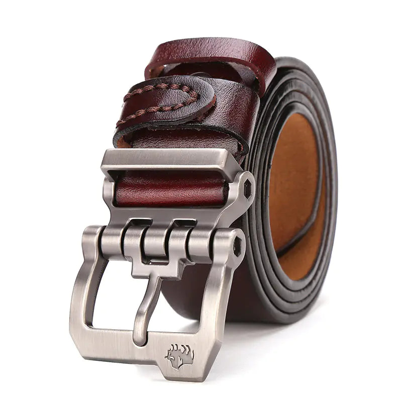 Men's Real Leather Casual Belt with Business Buckle