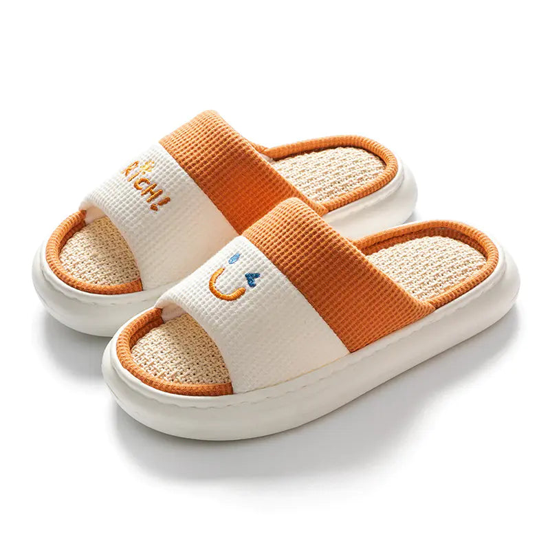 Couples Thick Bottom Cotton Linen Slippers for All Seasons