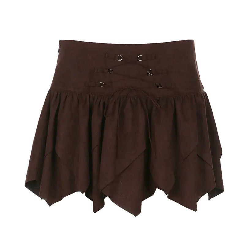 Women's Lace-up Waist Skirt