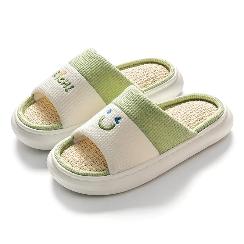 Couples Thick Bottom Cotton Linen Slippers for All Seasons