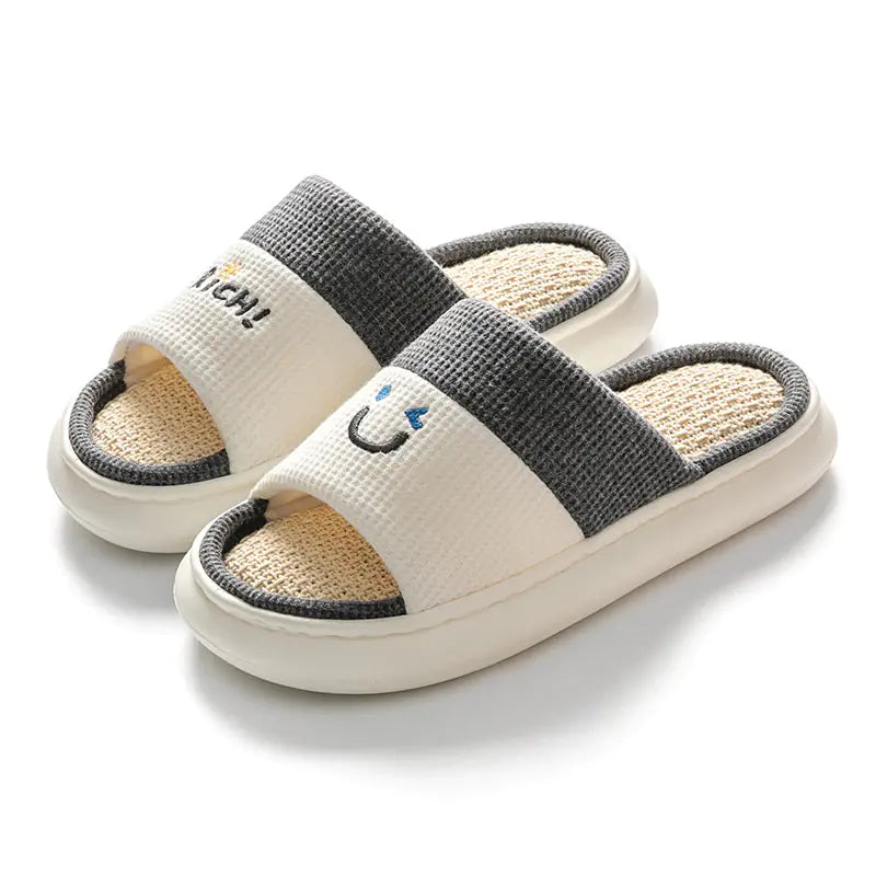 Couples Thick Bottom Cotton Linen Slippers for All Seasons