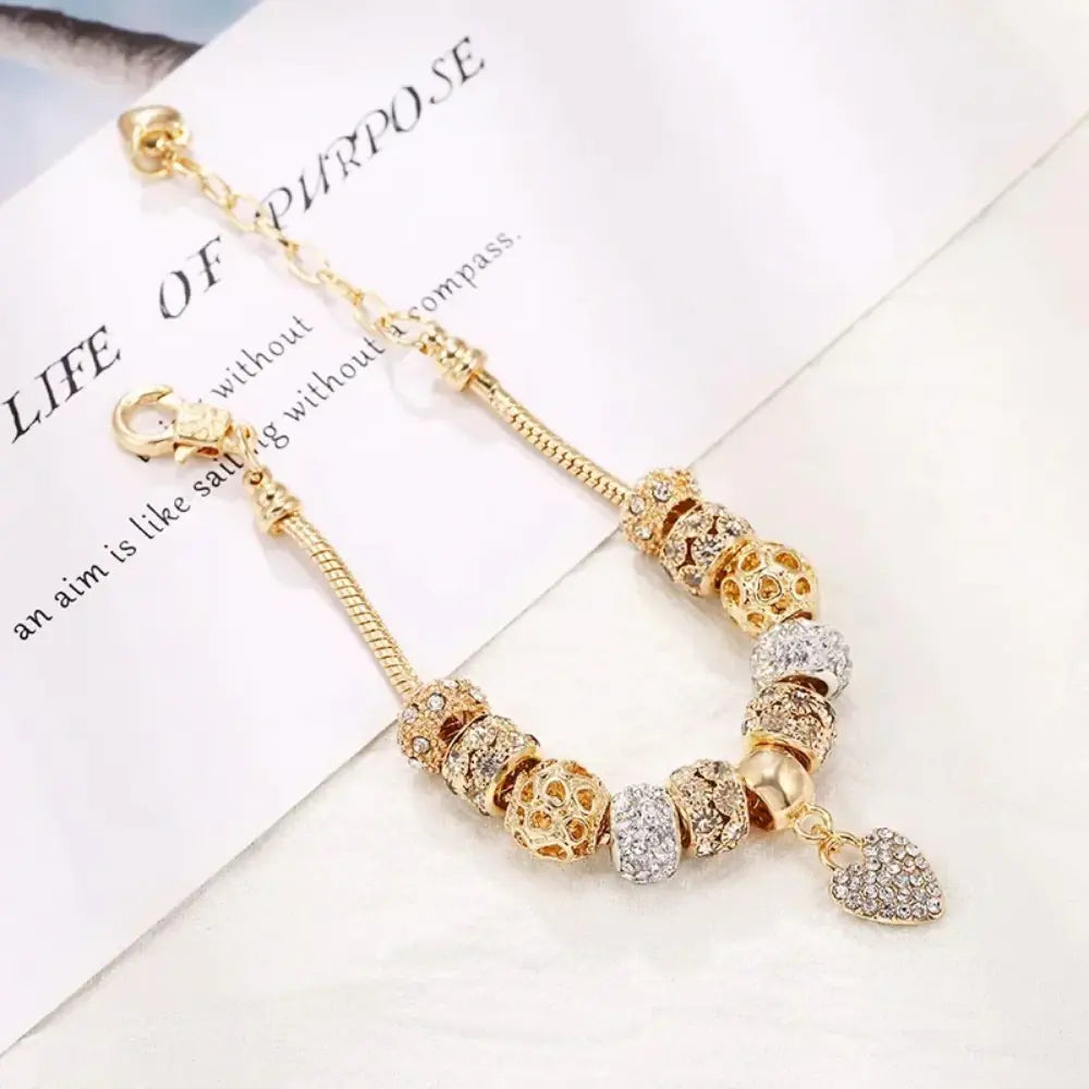 Elegant Gold Heart Charm Bracelet