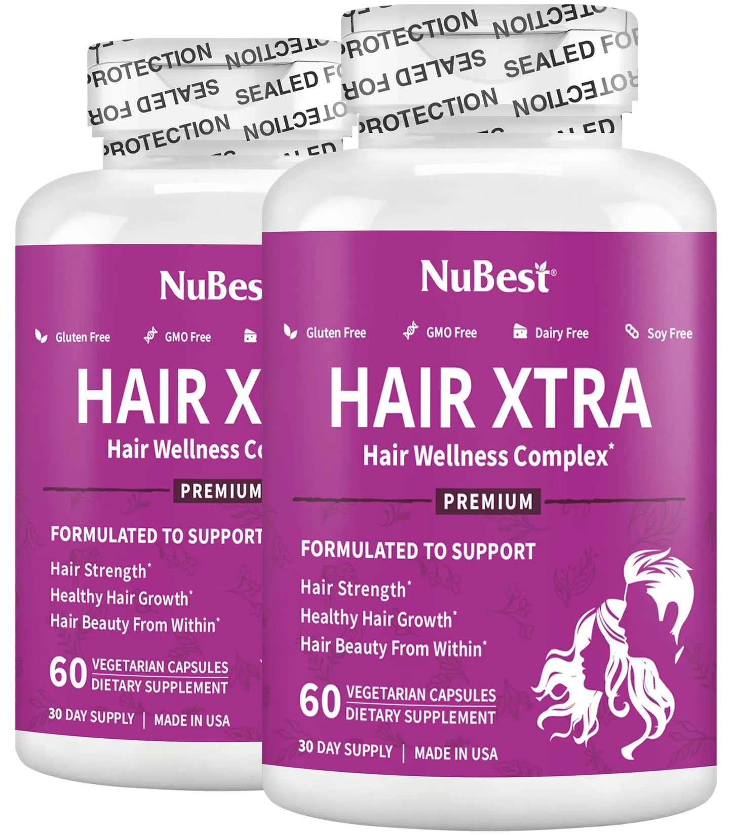 Hair Xtra - Hair Regrowth Vitamin for Faster Hair Growth - Hair Growth Vegan Capsules - Hair Thickening with Biotin Zinc MSM B Vitamins Choline - Hair Supplement Hair Regrowth Capsules - Pack 2