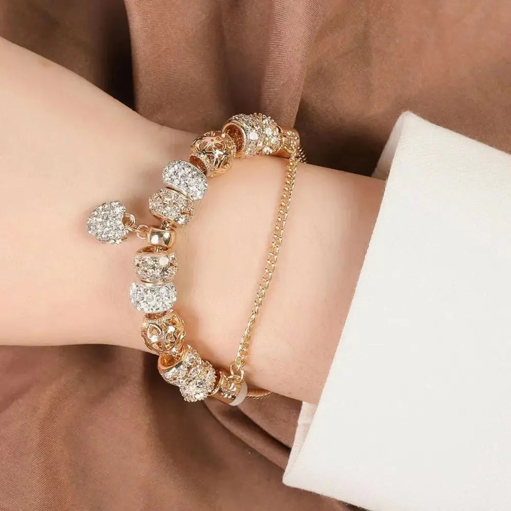 Elegant Gold Heart Charm Bracelet