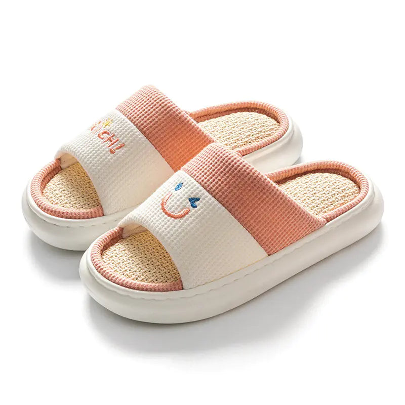Couples Thick Bottom Cotton Linen Slippers for All Seasons