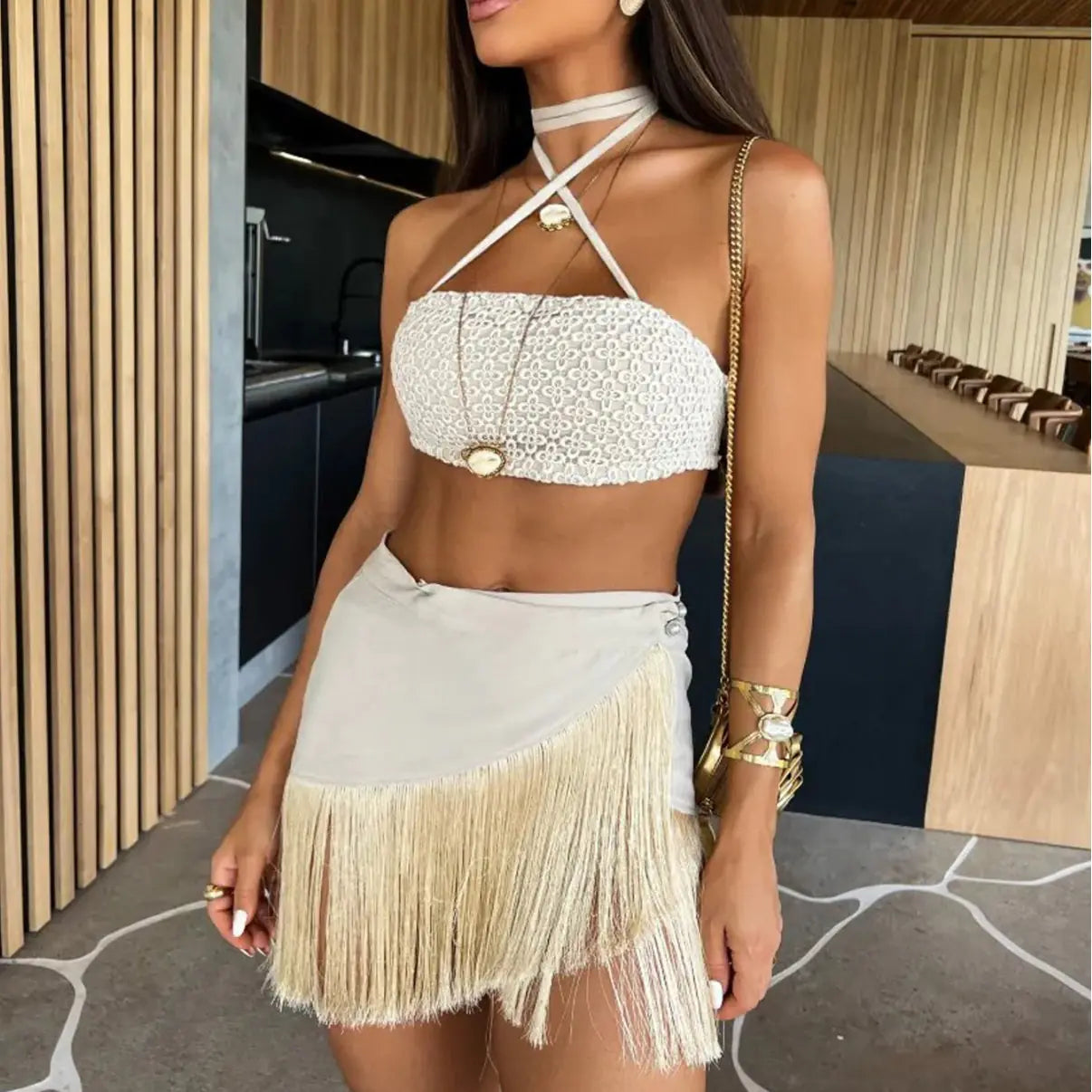 2025 Women's Solid Color Two-Piece Vacation Set
