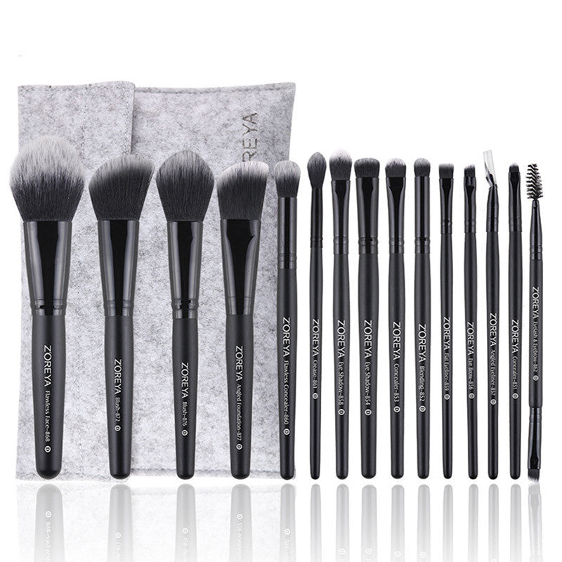 15-Piece Makeup Brush Set Sleek handle set