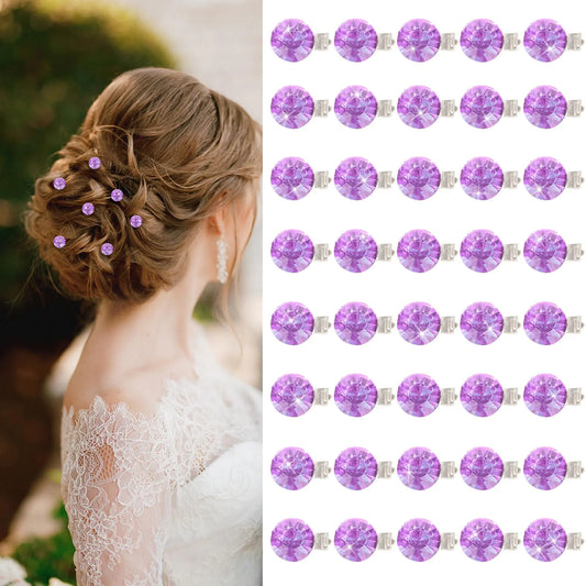 Hair Clip 40Pcs Mini Rhinestone Hair Clips Sparkly Crystal Hair Pins Small Decorative Hair Clips Wedding Hair Barrettes Purple Hair Accessories for Girls Women