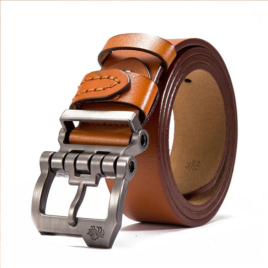 Men's Real Leather Casual Belt with Business Buckle