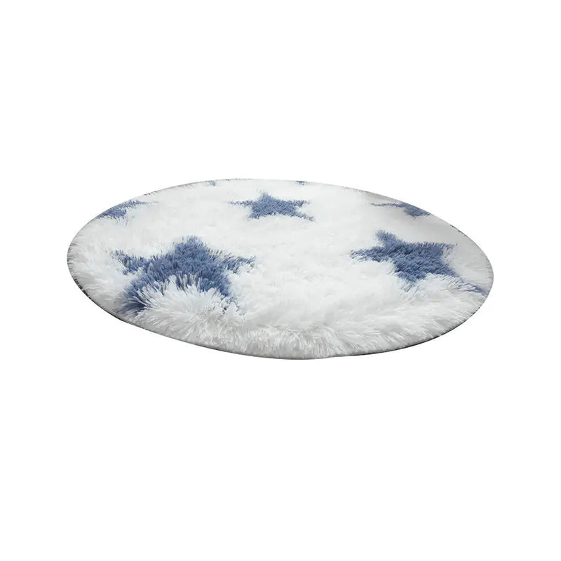 Nordic Style Tie-Dye Long Pile Area Rug (Round)