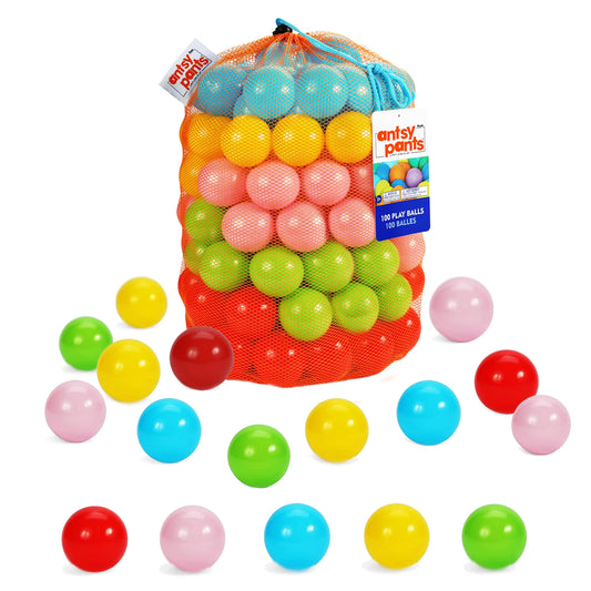 Antsy Pants 200 Ball Pit Balls Ball Pit for Toddlers 1-3 Non-Toxic Materials Lightweight 5 Colors Reusable Storage Bag Plastic Balls for Ball Pit Sensory Toys for Toddlers