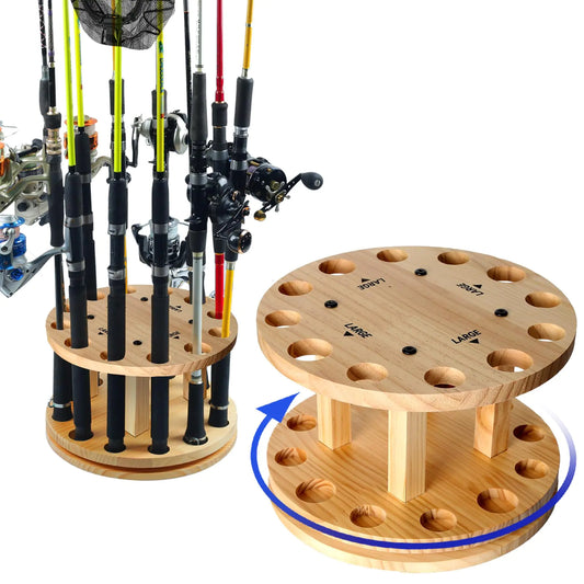 CuffUp Fishing Rod Holders for Garage 360 Degree Rotating Base Fishing Gifts for Men Fishing Pole Holders Fishing Gear Equipment Fishing Rod Rack Fishing Rod Storage Organizer Holds up to 12 Rods
