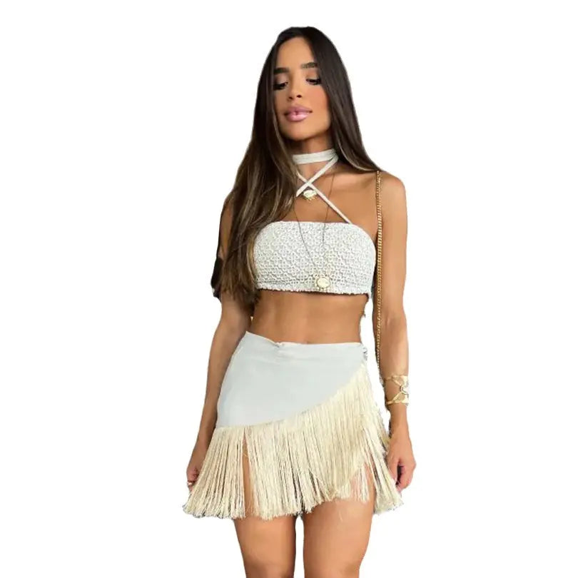 2025 Women's Solid Color Two-Piece Vacation Set
