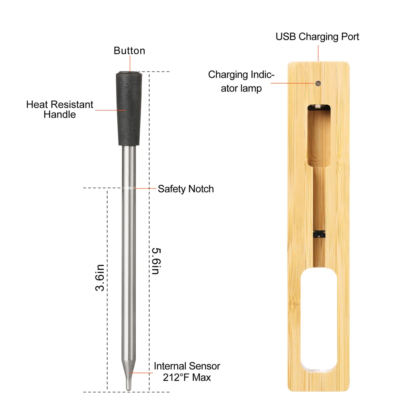 Wireless Bluetooth BBQ Thermometer with Probe
