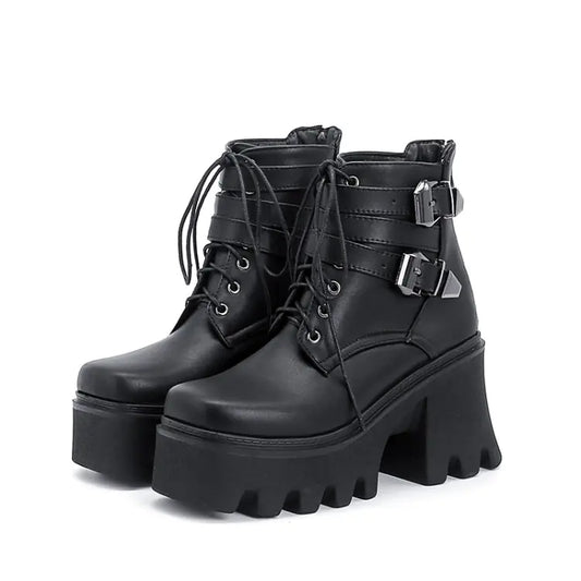 Front Lace-Up Chunky Heel Ladies' Shoes